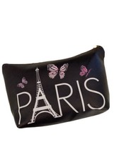 Paris Eiffel Tower black cosmetic make up bag - £10.05 GBP