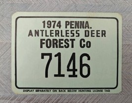 1974 Penna Antlerless Deer 7146 Forest Co Cardboard Hunting License Penn... - $25.95