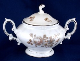 Winterling Brown Bouquet Sugar Bowl with Lid Platinum Trim Bavaria Germany - $19.99