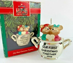 Hallmark &quot;Our First Christmas Together&quot; Loving Cup Two Mice Ornament 1992 - $10.88