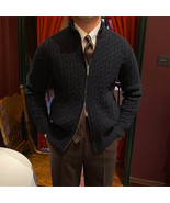 Slim Jacquard Stand Collar Warm Sweater Coat - £72.50 GBP+