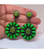 Green Mojave Turquoise Earrings Green Turquoise Gaspeite Drop Earrings S... - £957.29 GBP