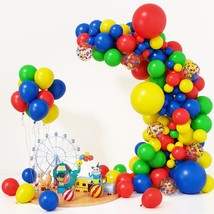 123Pcs Primary Balloons Carnival Circus Balloon Arch Garland Kit, Red Yellow Blu - £15.97 GBP