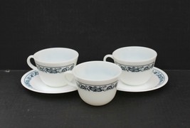 3 Corning Corelle OLD TOWN BLUE Milk Glass C Ring Coffee/Tea Cups + 2 Saucers - £19.90 GBP