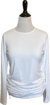 Lands End Rash Guard Swim Tunic Top Size M (10-12) White Solid Ruched NEW - £27.18 GBP