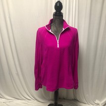 Tek Gear Sweatshirt Womens Large Fuchsia Partial Zip Diamond Patterned Pullover - £14.19 GBP