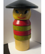 Vintage Wooden Stacking Man Toy Asian 4.5&quot;  7 piece - $10.00