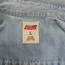 Dickies Genuine GL300SNB Men's Blue Distressed Denim Button-Down Shirt Size L image 8