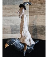 Witch Riding A Crow Resin Figurine - Primitive Halloween Decor - £26.63 GBP