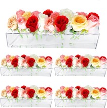 4 Pack Clear Acrylic Flower Vase Centerpiece for Dining Table,15.7&quot; Rectangular - £15.50 GBP