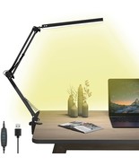 LED Desk Swing Arm Lamp w Clamp 3 Color Modes 10 Adjustable Brightness L... - £19.85 GBP