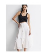 REISS Oakley Button Belted Linen Blend Midi Skirt Ivory 0 NEW - $203.78 CAD