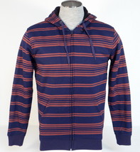 Quiksilver Blue & Red Brodes Stripe Sherpa Lined Hooded Jacket Hoodie Men's NWT - $89.99