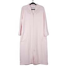 Miss Elaine Robe Womens Petite PL Pink Fleece Plush Pockets Full Zip Emb... - £20.46 GBP