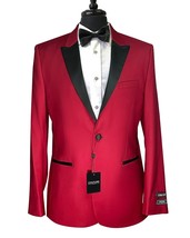 Couture 1910 Stretch 1 Button Red Peak Lapel Tuxedo Jacket Only Slim Fit - £175.21 GBP