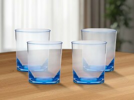 Set of Four Blue Acrylic Stemless Whiskey Glass - $3,225.98 MXN