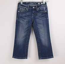 Miss Me Capri Jeans Youth Girls Size 10 Rhinestones Embellished Bling Pants Blue - £11.72 GBP