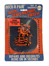Vintage Deco-R-Pair Iron-On Embroidered Blue Jean Repair Patch Tiger - $16.14