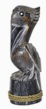Hand Carved Nautical Wood Pelican Statue Art Rustic Cottage Look - $19.79