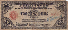 PHILIPPINE 2 Peso Mindanao Emergency Currency Board World War II Banknot... - $4.95