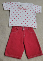 Vintage 90s Baby Guess Red 2 Piece Shirt &amp; Shorts Set Baby Size L (5Y) U... - £32.86 GBP