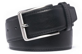 Black Men&#39;s Leather Dress Belt with Single Prong Buckle Belts Size 42-44 - £12.61 GBP