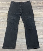 Ring Of Fire Men&#39;s Slim Fit Straight Moto Black Jeans Size 34/30 (Actual 34/29) - £11.05 GBP