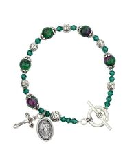 MIraculous Medal Emerald Madonna del Parto  Bracelet, New #AB-070-5 - $20.94 CAD
