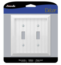 Amerelle #269TTW Cottage White 2-Gang Wood Toggle Wall Plate - £9.48 GBP