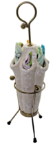 Vintage Savoy Cream/White Splatter Pottery Umbrella Vase Hat Pin Holder W/Stand - £21.63 GBP