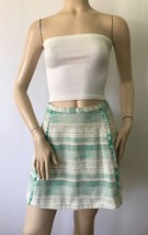 NEW RACHEL Rachel Roy Teal Green Woven Tweed Fringe A-line Mini Skirt (Size 10) - £11.69 GBP