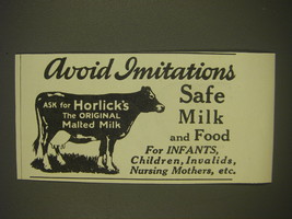 1926 Horlick&#39;s Malted Milk Ad - Avoid imitations safe milk and food - £14.78 GBP