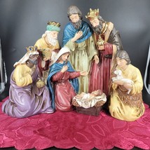 Christmas Decor Nativity Scene Hand Painted Resin by Members Mark 16&quot; W x 12&quot; H - £109.38 GBP