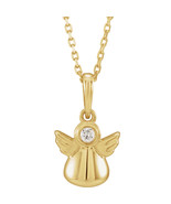 14K Yellow, White or Rose Gold Youth .03 Ct Diamond Angel Necklace - $259.85 CAD+