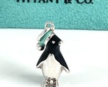 RARE Tiffany &amp; Co Christmas Penguin Charm in Blue Black Enamel and Silver - £387.76 GBP