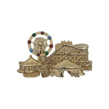 Vtg Rare AJC Colored Rhinestone Carnival Lapel Brooch Pin Moving Ferris ... - $46.00