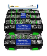 1575pc Stainless Steel Nuts Bolts &amp; Washers Kit – Pan &amp; Flat Head + Gree... - $1,318.96 MXN