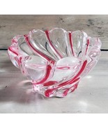 Vintage Art Glass Bowl Trinket Dish Magenta Swirly Glass Peppermint 4”W ... - £25.58 GBP