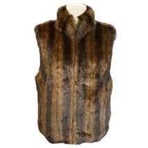 Coaco Reversible Faux Mink Fur Vest Brown Striped Streetwear Sexy Y2K Me... - £14.07 GBP