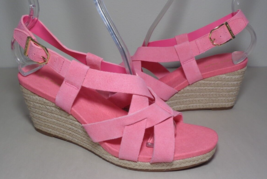 Cole Haan Size 8.5 M CRYSTAL WEDGE 70 MM Fuschia Suede Sandals New Women&#39;s Shoes - £155.80 GBP