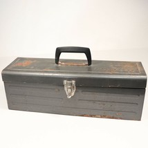 Union VTG Metal Tool Box Utility Chest &amp; Inner Tray Rusty Gray 19&quot; x 6&quot; x 6.37&quot; - £24.36 GBP