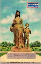 Pioneer Woman Statue - Ponca City Oklahoma - Unused Linen Postcard - P8 - £3.95 GBP