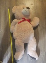 Kellytoy Large 42” Plush Teddy Bear Brown Stuffed Animal Red Ribbon Cuddle Toy  - £7.73 GBP