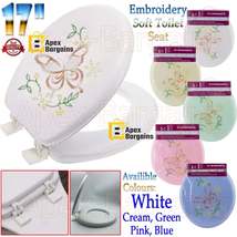 MAXPERKX 17&quot; Embroidery Soft Cushion Toilet Seat - Butterfly Design - £9.55 GBP