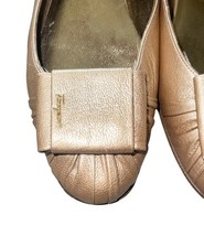 Salvatore Ferragamo Vara Bow Flats Women’s 8.5 B Bronze Leather Shoes Italy image 4