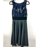 Just Taylor Blue Velvet Sequin Top Black Satin Skirt Sleeveless Dress Pa... - $47.95 CAD