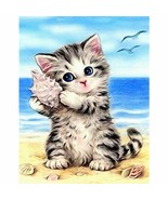 Paint By Numbers Adults kids Cats On Beach DIY Painting Kit 40x50CM Canvas - £10.55 GBP - £18.95 GBP