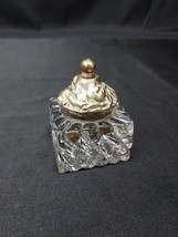 Old Brass Lid and Crystal Glass Inkwell Unmarked No Chips - $19.53