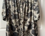 Talbots Short Sleeved Button Top Womens Plus Size 20W Gray Floral - £13.11 GBP