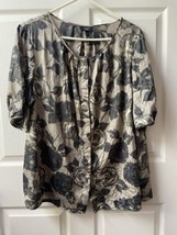 Talbots Short Sleeved Button Top Womens Plus Size 20W Gray Floral - £13.14 GBP